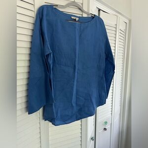 Eileen Fisher Blue Linen Women's Top